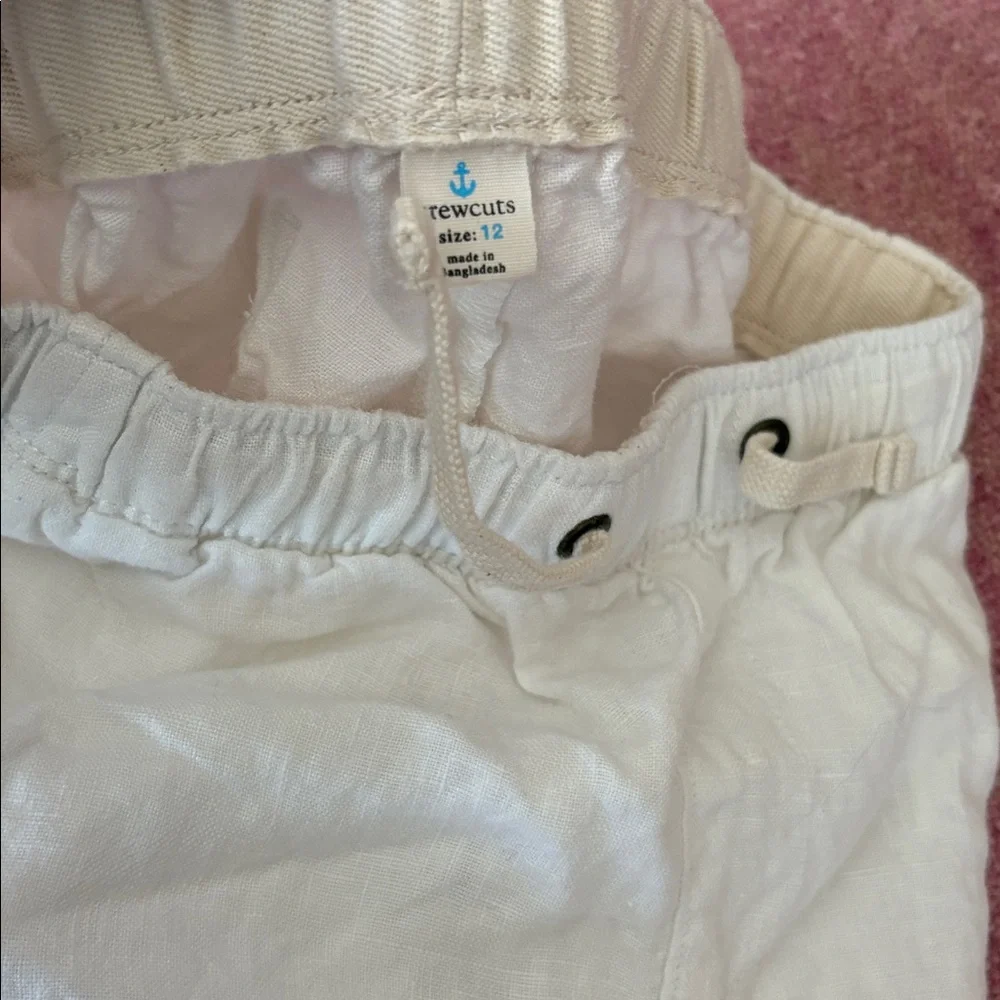 J. Crew Crewcuts Boys White Linen Dock Shorts
